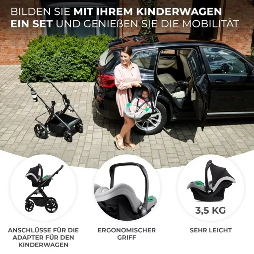 Kinderkraft Mink Pro i-Size autosjedalica 40-75 cm siva bez ISOFIX-a