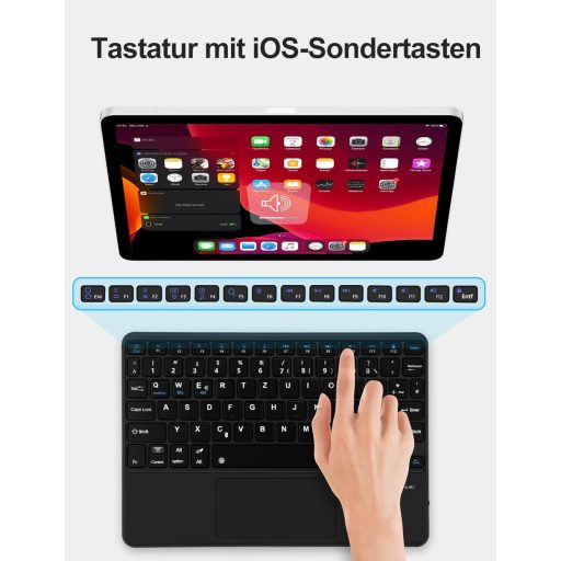 Tastatură Bluetooth JADEMALL cu touchpad pentru tabletă de 10 inch, QWERTZ, negru