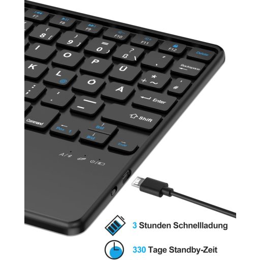 Tastatură Bluetooth JADEMALL cu touchpad pentru tabletă de 10 inch, QWERTZ, negru