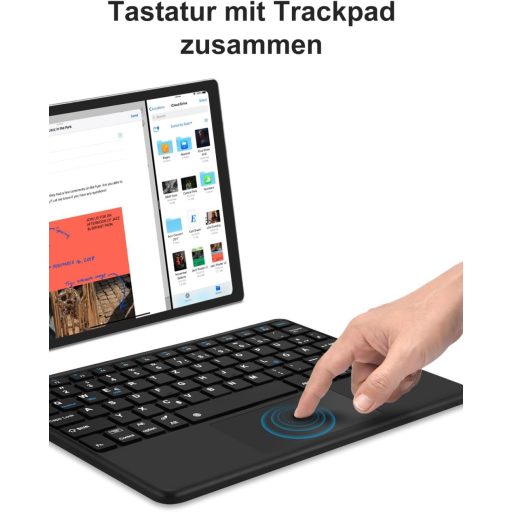 Tastatură Bluetooth JADEMALL cu touchpad pentru tabletă de 10 inch, QWERTZ, negru