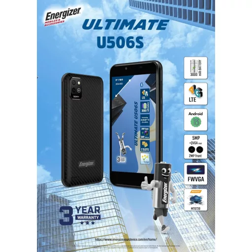 Energizer U506S Okostelefon 5" Kijelző 2GB RAM 32GB Tár Android 13 Fekete