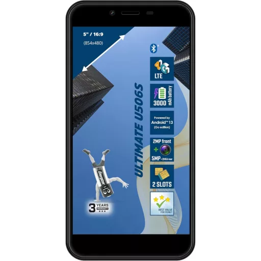 Energizer U506S Okostelefon 5" Kijelző 2GB RAM 32GB Tár Android 13 Fekete