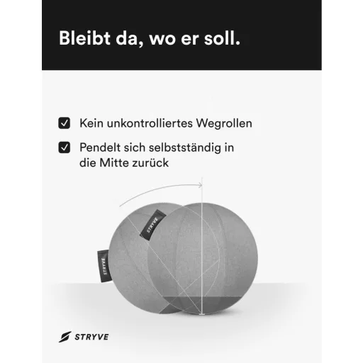 Fitlopta STRYVE Active Ball 70 cm sivá na jogu, pilates a cvičenie rovnováhy