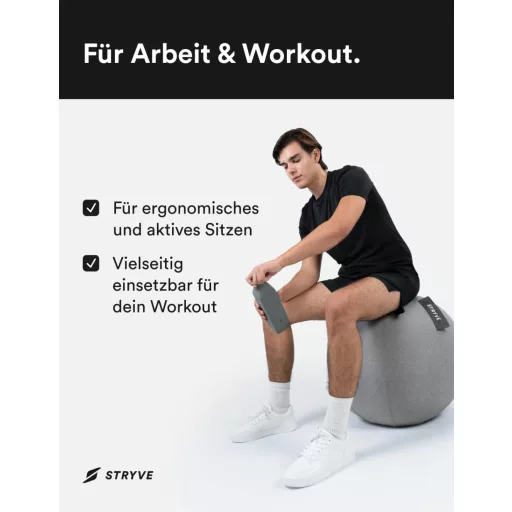 Fitlopta STRYVE Active Ball 70 cm sivá na jogu, pilates a cvičenie rovnováhy