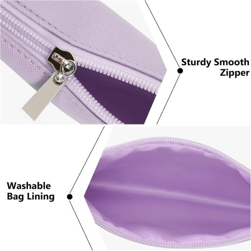 Boobeen Kozmetická Taška Dámska Fialová Kožená Kozmetická Organizér Cestovná Kozmetická Taštička So Zipsom a Úložným Priestorom