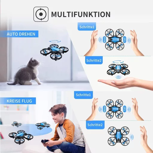 4DRC V8 Mini dron pre deti – 27 minút letu, 3 batérie, ovládanie gestami, udržiavanie výšky, 360° rotácia, vhodný pre začiatočníkov,