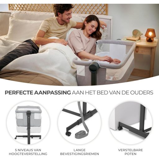 Kinderkraft NESTE UP2 magasságállítható babaágy-szülőágy 2 az 1-ben, matraccal