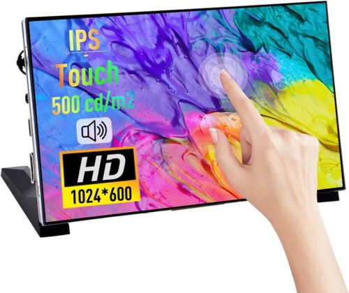 Monitor tactil capacitiv GeeekPi de 7" pentru Raspberry Pi - Ecran LCD IPS 1024x600 cu difuzoare duale, conectivitate HDMI, Pi 5/4B/3