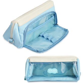   Penar YPLUS de mare capacitate pentru băieți și fete - Etui albastru pentru creioane, pentru începutul anului școlar, design drăguț, 23x10,5x8 cm