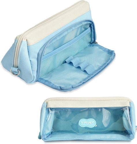 Penar YPLUS de mare capacitate pentru băieți și fete - Etui albastru pentru creioane, pentru începutul anului școlar, design drăguț, 23x10,5x8 cm