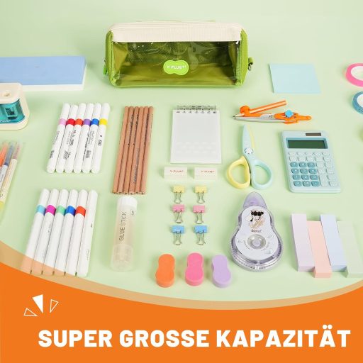 Penar YPLUS de mare capacitate pentru băieți și fete - Etui albastru pentru creioane, pentru începutul anului școlar, design drăguț, 23x10,5x8 cm