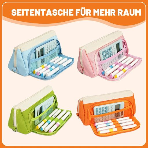 Penar YPLUS de mare capacitate pentru băieți și fete - Etui albastru pentru creioane, pentru începutul anului școlar, design drăguț, 23x10,5x8 cm