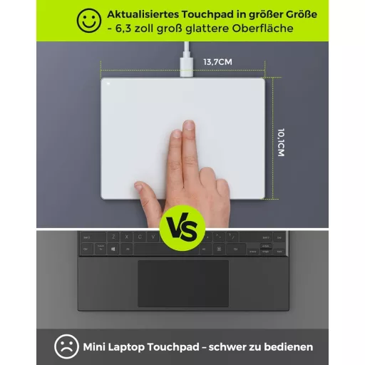 seenda Érintőpad PC-hez - Alumínium Külső Trackpad Multi-Touch Navigációval, Nagy Pontosságú Vezetékes Touchpad Windows 11/10 Számítógépekhe