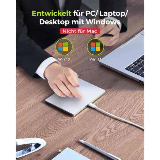 seenda Érintőpad PC-hez - Alumínium Külső Trackpad Multi-Touch Navigációval, Nagy Pontosságú Vezetékes Touchpad Windows 11/10 Számítógépekhe