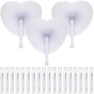   SXUUXB 100 db Esküvői Papír Legyező Fehér Kézilegyező Szív Alakú Összecsukható Legyező Esküvőre Ajándék Dekoráció Születésnap Parti