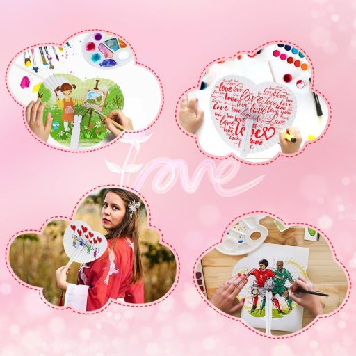 SXUUXB 100 db Esküvői Papír Legyező Fehér Kézilegyező Szív Alakú Összecsukható Legyező Esküvőre Ajándék Dekoráció Születésnap Parti