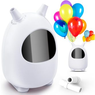   FITMITE Elektromos Lufi Pumpa Dupla Fúvókával - Hordozható Léggömbfújó Parti Dekorációhoz, 600W Teljesítmény, Lila