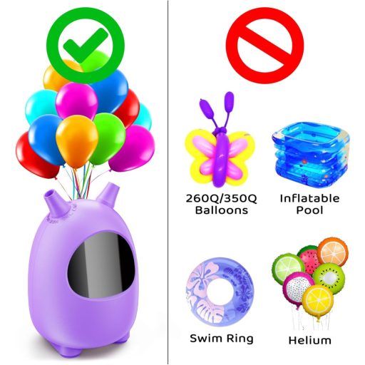 Pompă electrică de umflat baloane FITMITE cu duză dublă - Umflător portabil pentru decorațiuni de petrecere, putere 600W, mov