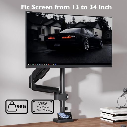 BONTEC Állítható Monitor Tartó 13-34 Colos Képernyőhöz Gázrugós Kar VESA 75/100