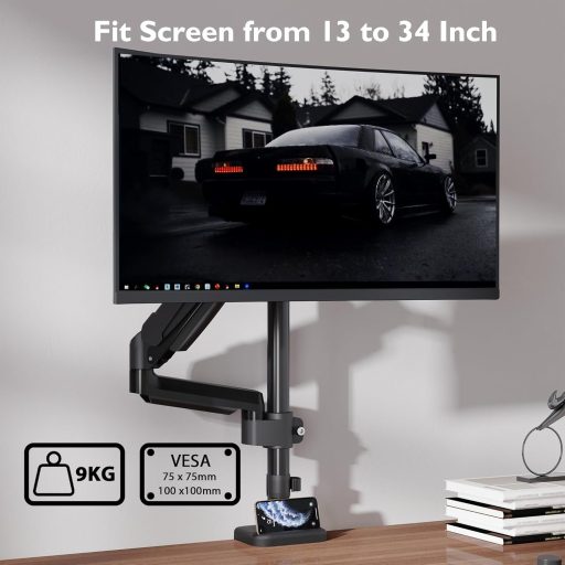 BONTEC Állítható Monitor Tartó 13-34 Colos Képernyőhöz Gázrugós Kar VESA 75/100