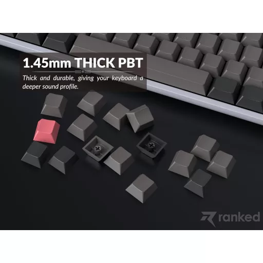 Set de taste Blank Ranked Premium, 1.4mm PBT, Profil Cherry, pentru tastatură mecanică, 139 taste