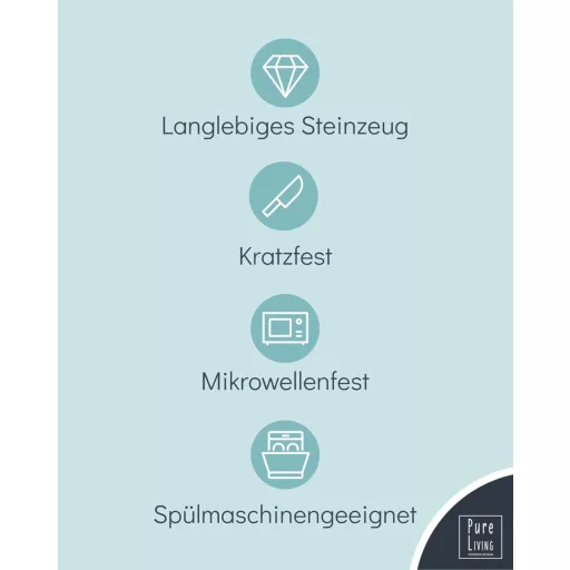 Pure Living Ibiza Kőedény Étkészlet 6 Személyre - 24 Részes Rusztikus Tányér és Tálkészlet Bézs Színben, Mosogatógépben Mosható