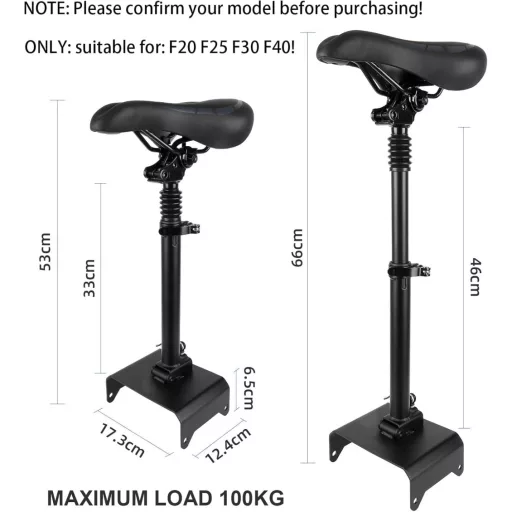 CISSIYOG Elektromos Roller Ülés Segway-Ninebot F20/F25/F30/F40 Modellekhez - Állítható Magasság, Lengéscsillapítós, Összecsukható, 100kg Teh