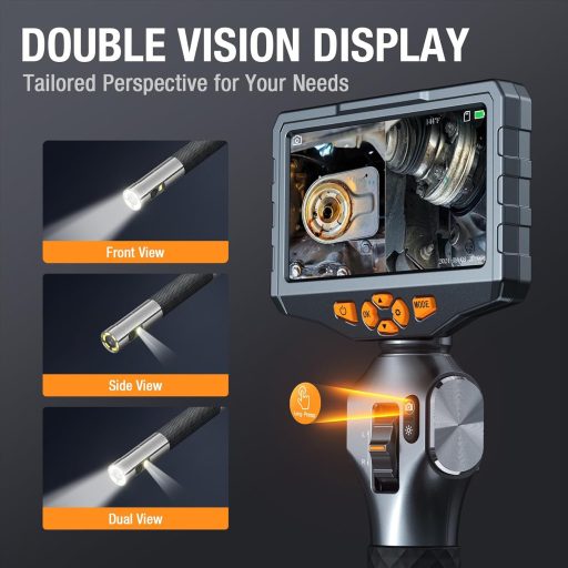 TESLONG Endoszkóp Kamera Dupla Lencse 6,5mm Forgó Fej 5 Colos LCD Kijelző LED Világítás 1,55m