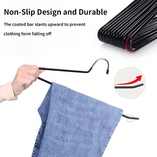 ABHENG Nadrágakasztó Fém 20 db Fekete Csúszásmentes Kompakt 38x13cm