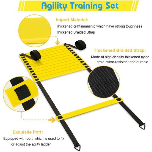 YGORTECH 6m koordinacijske ljestve za nogomet s 16 čunjeva, set za trening
