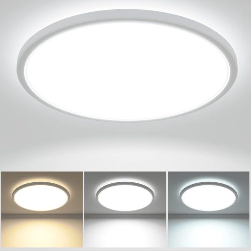 zemty Kerek LED Mennyezeti Lámpa 28W 3200lm - 29,5cm Ultravékony Dizájn, 3 Színhőmérséklet (3000/4500/6000K), IP44 Vízálló, Fürdőszobába, Na