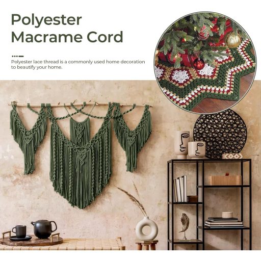 estcoo Makramé Polipropilén Kötél 2mm x 250m Olívazöld - Ollóval és Horgolótűvel