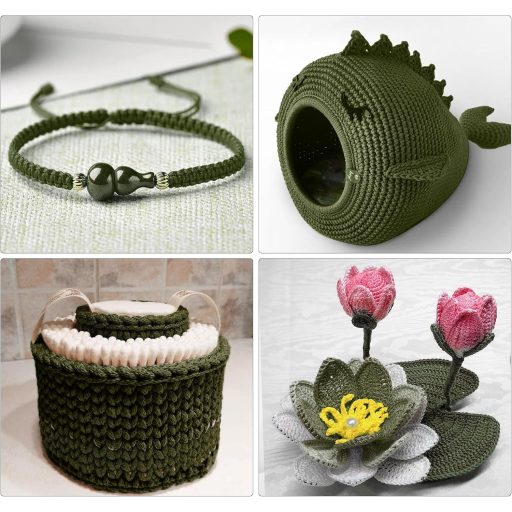 estcoo Makramé Polipropilén Kötél 2mm x 250m Olívazöld - Ollóval és Horgolótűvel