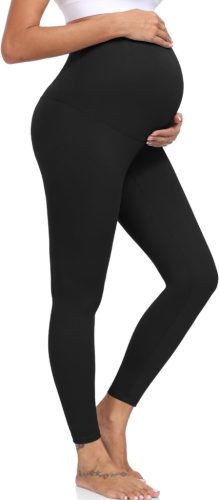 ACTINPUT Kismama Leggings - Magasderekú Fekete Elasztikus Nadrág - Átlátszatlan Kényelmes Viselet Várandós Nőknek - S Méret