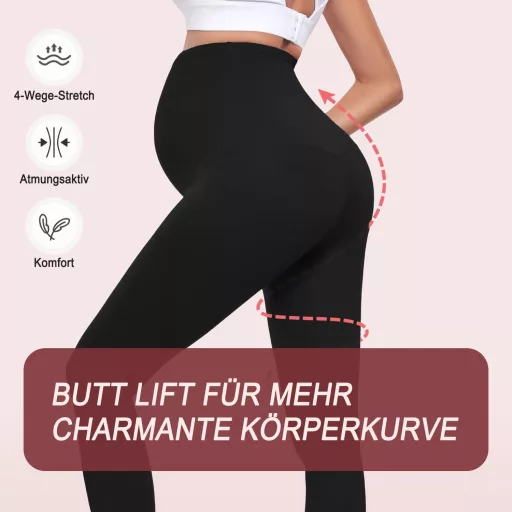 ACTINPUT Kismama Leggings - Magasderekú Fekete Elasztikus Nadrág - Átlátszatlan Kényelmes Viselet Várandós Nőknek - S Méret