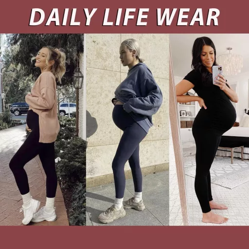 ACTINPUT Kismama Leggings - Magasderekú Fekete Elasztikus Nadrág - Átlátszatlan Kényelmes Viselet Várandós Nőknek - S Méret