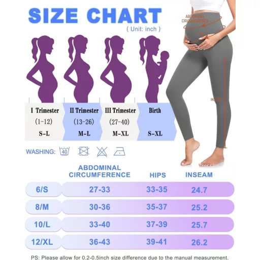 Pantaloni Leggings de Gravidă ACTINPUT - Negri, cu Talie Înaltă, Elastici - Opaci și Confortabili pentru Femei Însărcinate - Mărimea S