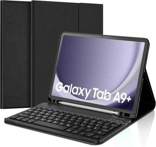 JADEMALL Bluetooth Billentyűzet Samsung Galaxy Tab A9 Plus Tablethez - Levehető Mágneses Tok 11" Készülékhez, QWERTZ Kiosztás, Ceruzatartóva