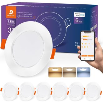   DUSKTEC LED Beépíthető Spotlámpa Alexa Vezérléshez, 7W Okos Mennyezeti Lámpa, APP és Hangvezérlés, Meleg-Nappali Fény, 6 db