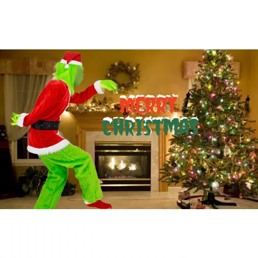 Costum Grinch pentru bărbați, set de 8 piese cu mască, mărimea 3XL - Costum verde deluxe pentru Halloween și Crăciun