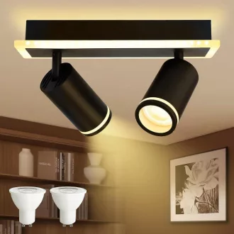   Prepakirana moderna crna LED stropna svjetiljka 2xGU10 toplo svjetlo