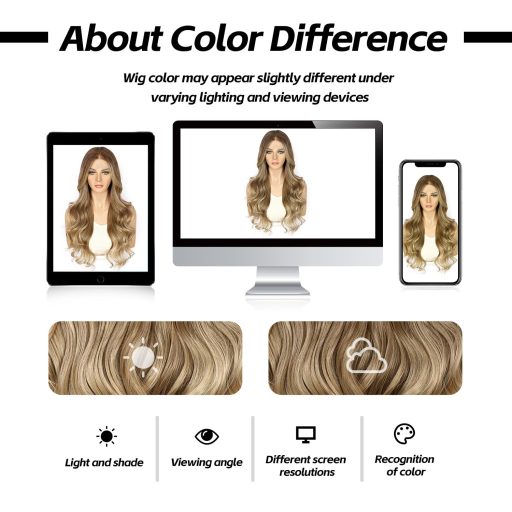 Sapphirewigs Ombre Parochne - Svetlohnedé Vlnité Syntetické Vlasy, 66 cm, Balayage Čipkovaná Parochňa, 150% Hustota, Prirodzený Vzhľad