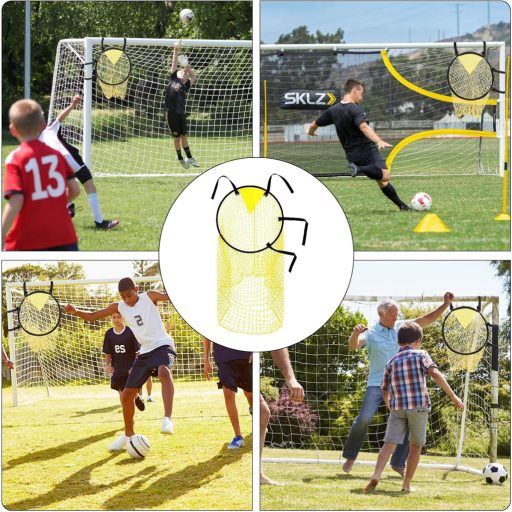 mellystore Futbalová Tréningová Sieť na Bránu s Terčom - Žltá, Zlepšuje Presnosť Streľby, Tréningová Pomôcka s Prenosnou Taškou, Jednoduchá Montáž, Pre Všetky Vekové Kategórie