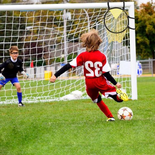 Mellystore Plasă de poartă fotbal - Țintă antrenament - Galben, îmbunătățește precizia șuturilor, instrument de antrenament cu geantă de transport, fixare ușoară, pentru toate vârstele