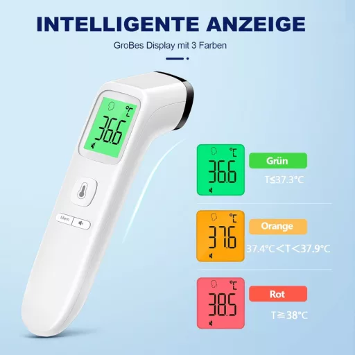 Viproud Érintésmentes Lázmérő - Digitális Infravörös Homloklázmérő Babáknak és Felnőtteknek, 1mp Mérési Idő, Láz Riasztás, 35 Memória, LCD K