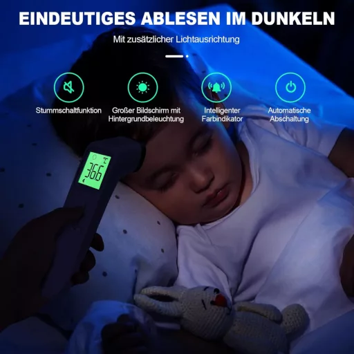 Viproud Érintésmentes Lázmérő - Digitális Infravörös Homloklázmérő Babáknak és Felnőtteknek, 1mp Mérési Idő, Láz Riasztás, 35 Memória, LCD K