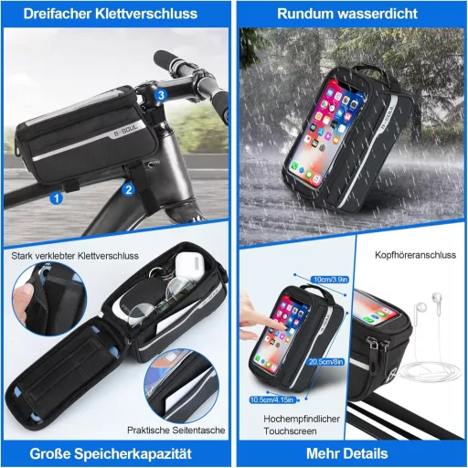 Set Accesorii Bicicletă JSHNE, 6 Piese - Geantă Cadru, Lacăt cu Cifră, Suport Bidon, 2 Bucăți Oglinzi, Sonerie Bicicletă Bărbați Femei