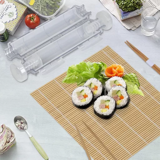 HomeMall Sushi Készítő Szett - Hordozható Sushi Gép Bambusz Mattal
