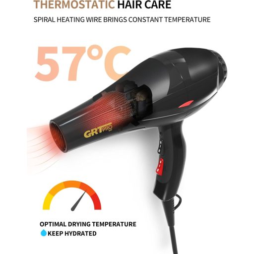 GRT PRO Professzionális Ionos Hajszárító 2400W AC Motor Diffúzorral és Stylizáló Fúvókákkal