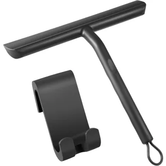   Vinabo Zuhany Gumilehúzó Fekete Silikon 21cm Üvegajtóhoz Állvánnyal - Schwarz, Black